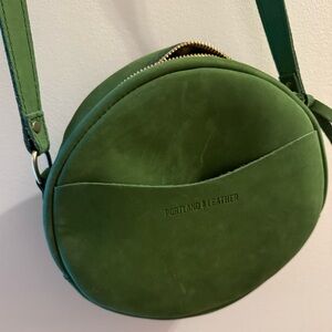 Portland Leather “succulent” Green circle Crossbody Bag